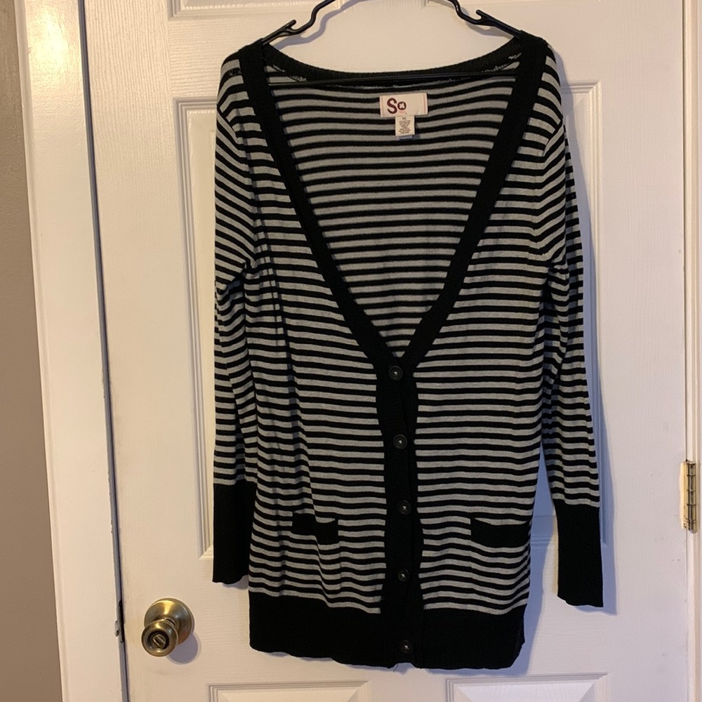 SO, Striped Ling Cardigan, Size XL, Like New, Worn once.